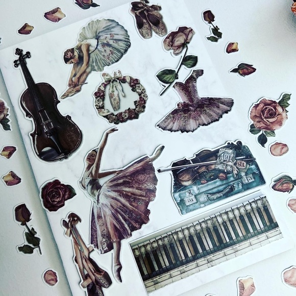 Other - Elegant Ballet Dancer, Recital Outfits, Violin, Piano & Flowers, 34 Stickers